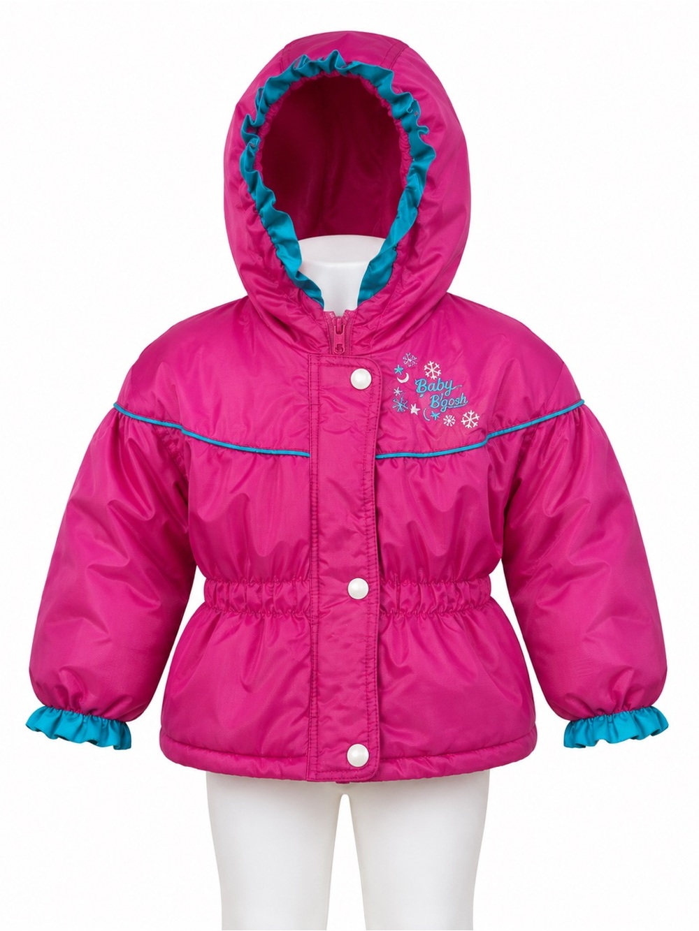 Vintage Baby B’Gosh OshKosh 12M Pink Teal Hooded Windbreaker Jacket Retro